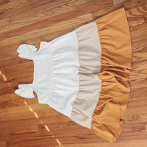 Shein Babydoll Dress Size Large Ruffle Shoulder 8/10 Colorblock Smock Dress